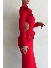 Red Affair Full Sleeves Bodycon Maxi Dress