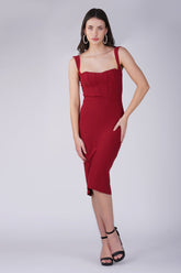 Merwin Corset Bodycon Split Sleeveless Midi Dress