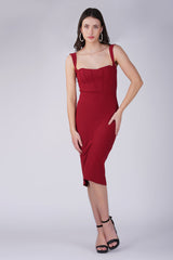 Merwin Corset Bodycon Split Sleeveless Midi Dress