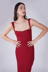 Merwin Corset Bodycon Split Sleeveless Midi Dress