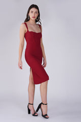 Merwin Corset Bodycon Split Sleeveless Midi Dress