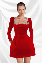 Ruby Radiance Full Sleeves Mini Dress