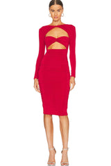 Lorenzo Hollow Out Full Sleeves Bodycon Midi Dress