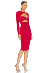 Lorenzo Hollow Out Full Sleeves Bodycon Midi Dress