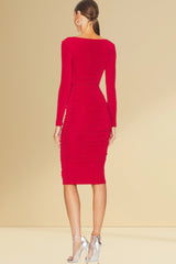 Lorenzo Hollow Out Full Sleeves Bodycon Midi Dress