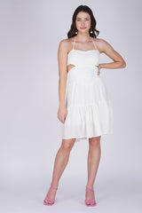 Fit & Flare Cutout Halterneck Short Dress