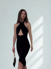 Viola Luxe Cross Shoulder Midi Dress