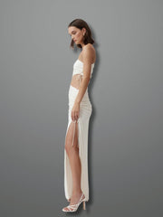 White Aura One Shoulder Maxi Dress