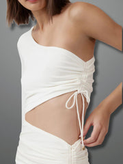 White Aura One Shoulder Maxi Dress