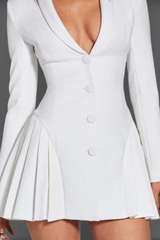White Luxe Full Sleeves Party Dress