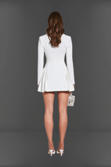 White Luxe Full Sleeves Party Dress