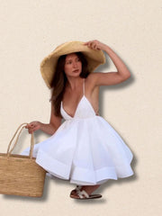 White Mist Padded Mini Dress