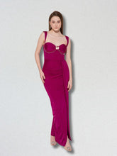 Wine Glow Square Neck Maxi Dress