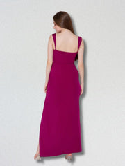 Wine Glow Square Neck Maxi Dress