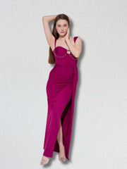 Wine Glow Square Neck Maxi Dress