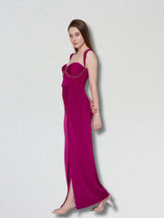 Wine Glow Square Neck Maxi Dress