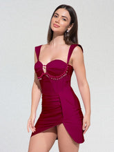 Wine Glow Square Neck Mini Dress