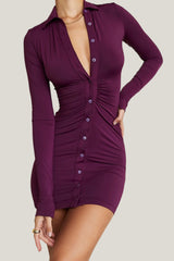 Lumia Full Sleeves Ruched Shirt Short Dress