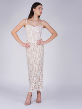 White Spaghetti Strap Corset Top & Lace Maxi Skirt Co-ord Set