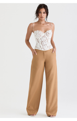 Taffy Spaghetti Stap Sweetheart Neck Corset Top with Loose Fit Pants Co-ord Set