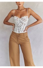Taffy Spaghetti Stap Sweetheart Neck Corset Top with Loose Fit Pants Co-ord Set
