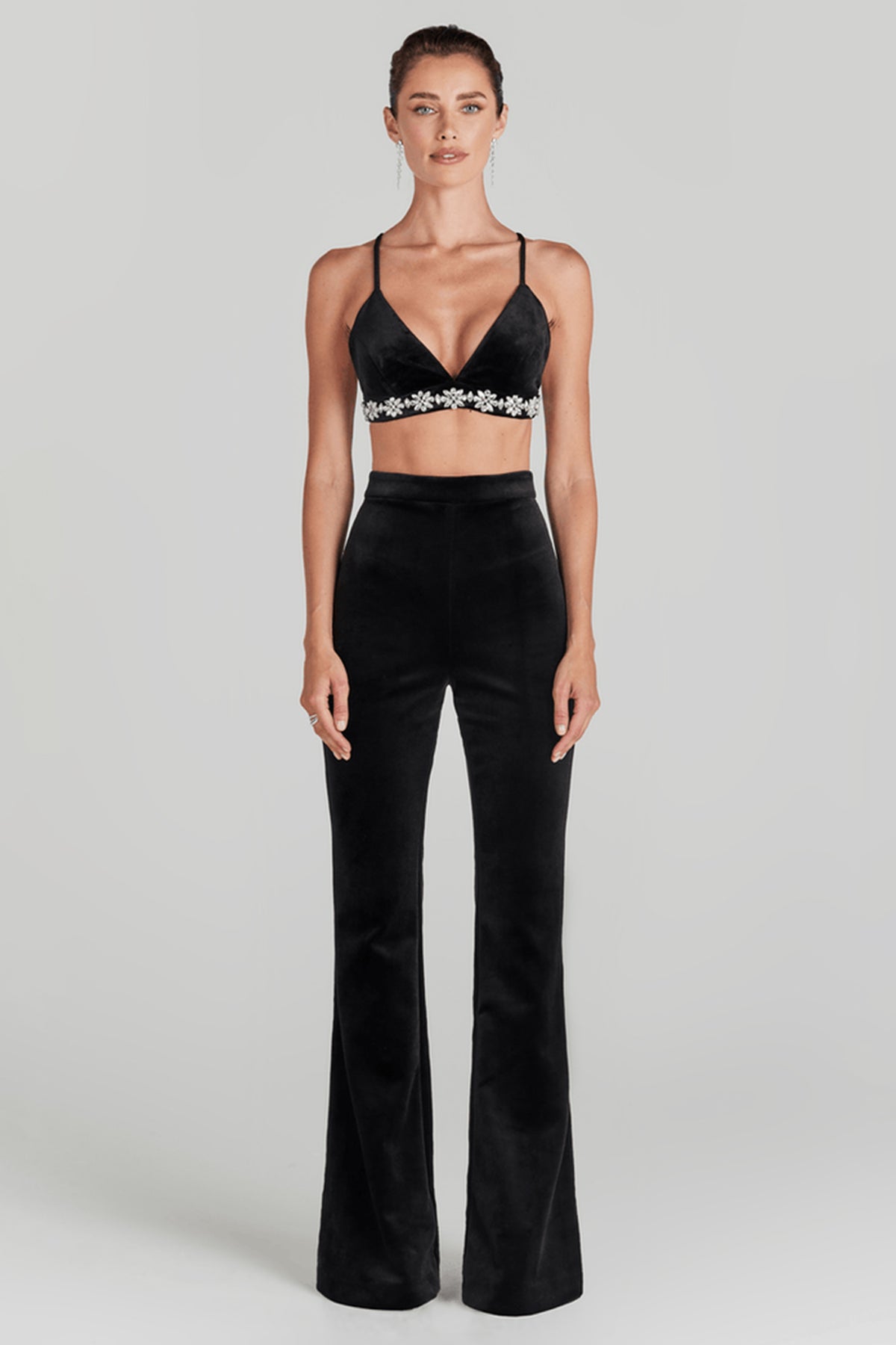 Luna Embellished Criss Cross Back Crop Top