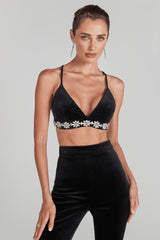 Luna Embellished Criss Cross Back Crop Top