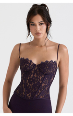 Rica Lace Sweetheart Neck Spaghetti Strap Co-ord Set in Black