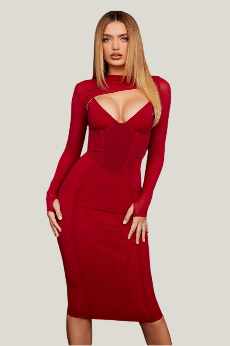 Rimeza Boning Corset Midi Dress